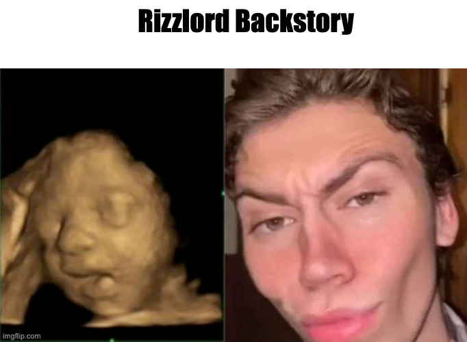 Rizzlord Backstory | image tagged in rizz fetus,rizz | made w/ Imgflip meme maker