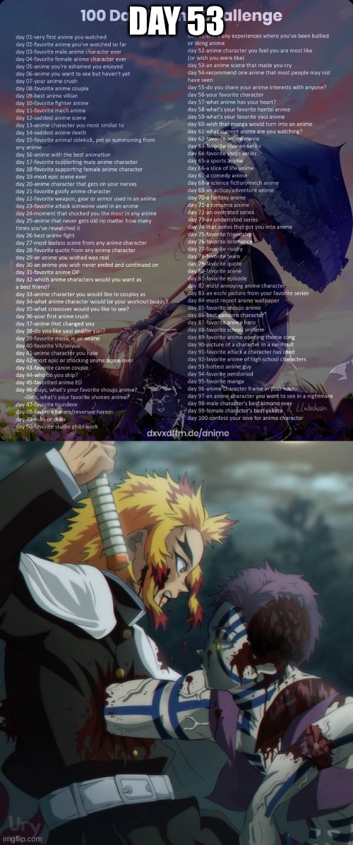 Day 53 - i just can't with this scene. made me bawl | DAY 53 | image tagged in challenge,anime | made w/ Imgflip meme maker