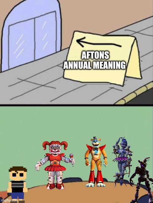 annual meeting | AFTONS ANNUAL MEANING | image tagged in annual meeting | made w/ Imgflip meme maker
