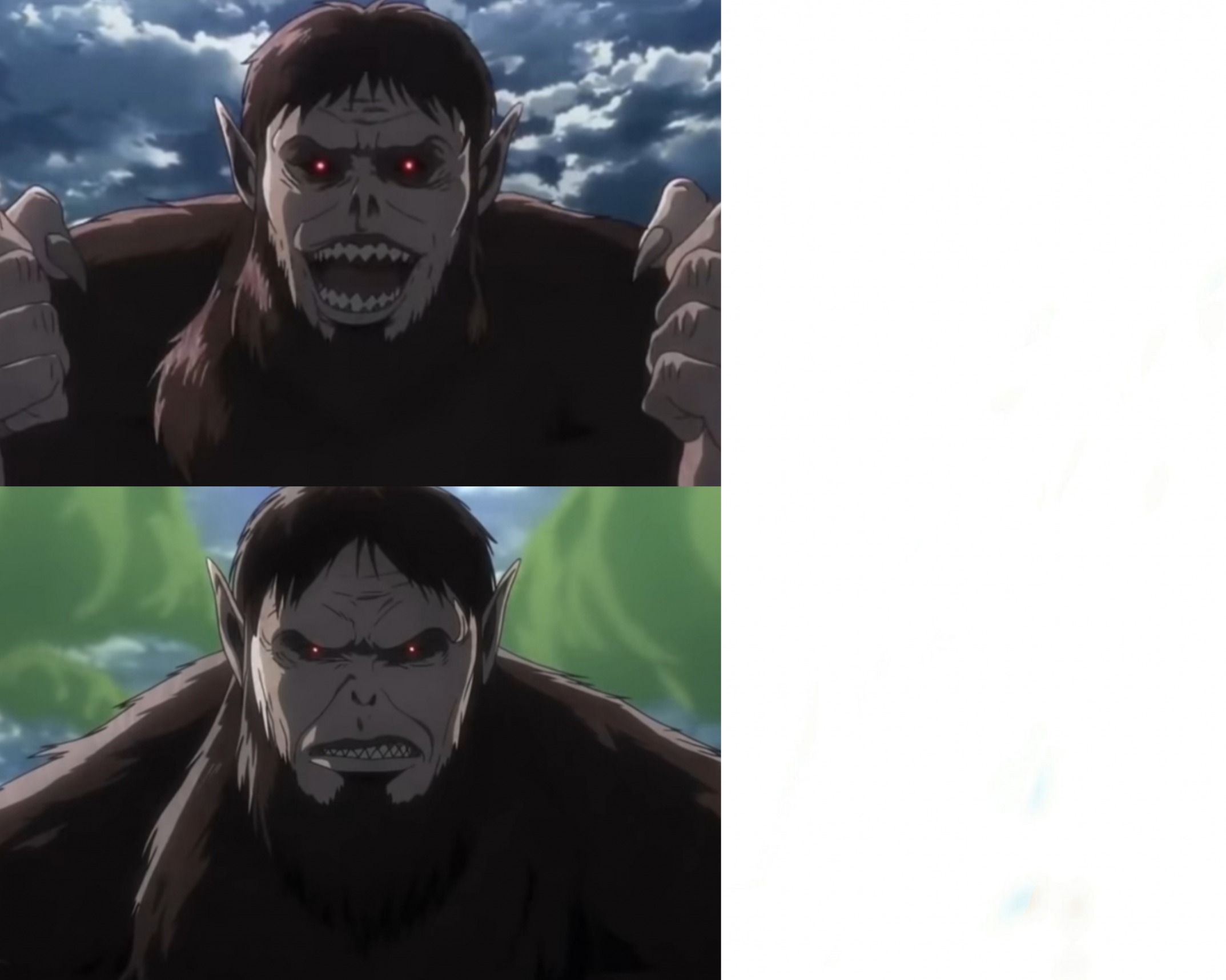 Happy and Annoyed Beast Titan Blank Meme Template