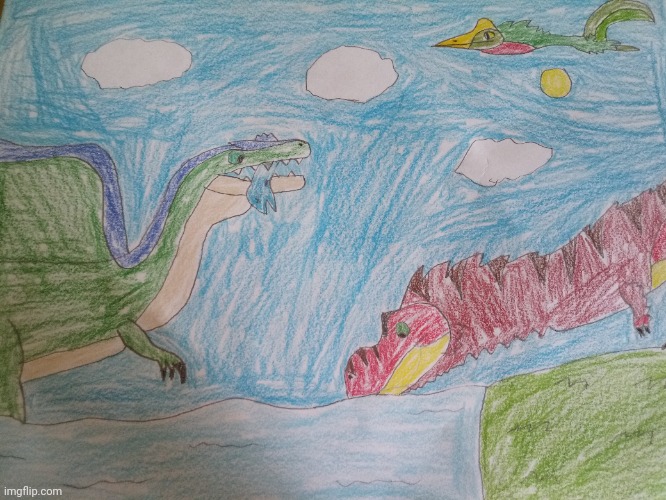 Tyrex and Spinax at a lake.mp3 | made w/ Imgflip meme maker