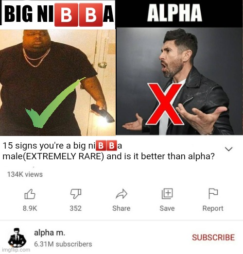 15 signs you're a sigma male is it better than alpha | BIG NI🅱️🅱️A; 15 signs you're a big ni🅱️🅱️a male(EXTREMELY RARE) and is it better than alpha? | image tagged in 15 signs you're a sigma male is it better than alpha | made w/ Imgflip meme maker