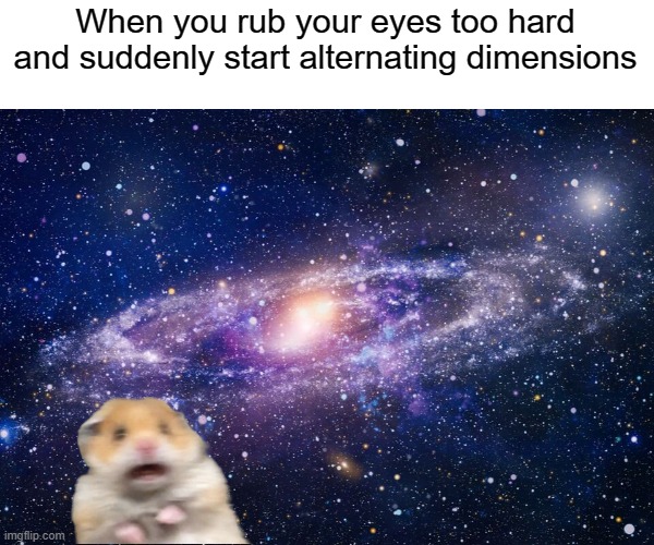 Basically | When you rub your eyes too hard and suddenly start alternating dimensions | image tagged in a painfully realistic meme | made w/ Imgflip meme maker