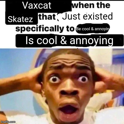 Fr? | Vaxcat; Just existed; Skatez; Be cool & annoying; Is cool & annoying | made w/ Imgflip meme maker