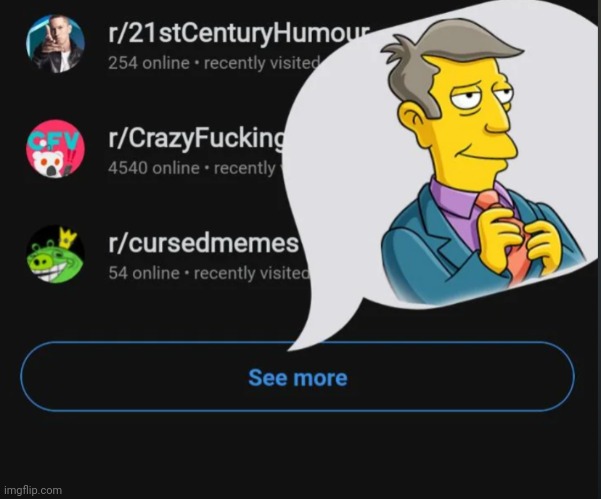 see more spinner | image tagged in funny,memes,the simpsons,skinner | made w/ Imgflip meme maker