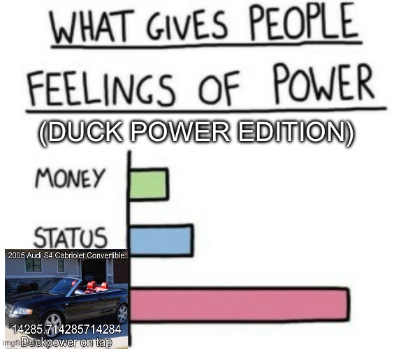 Duck Power | (DUCK POWER EDITION) | image tagged in what gives people feelings of power,audi,power,duck | made w/ Imgflip meme maker