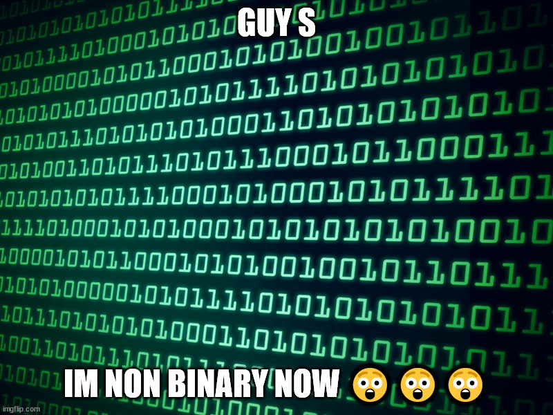 h!!! | GUY S; IM NON BINARY NOW 😲😲😲 | image tagged in binary | made w/ Imgflip meme maker