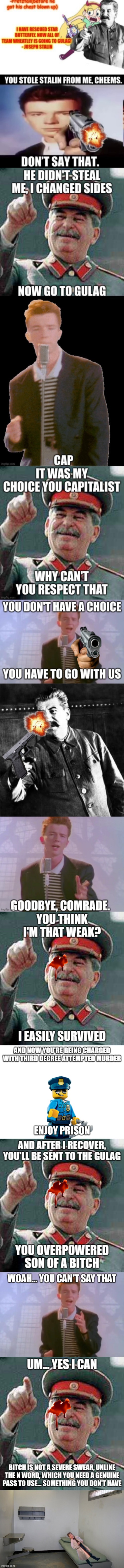 bro forgot murder is illegal, even if you didn't pull the trigger, Stalin isn't that dumb or weak btw | made w/ Imgflip meme maker