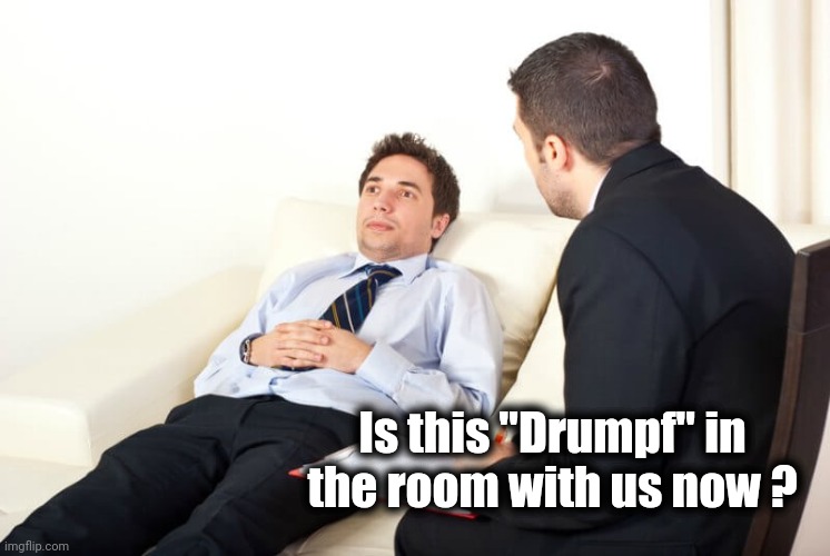Psychiatrist reversed | Is this "Drumpf" in the room with us now ? | image tagged in psychiatrist reversed | made w/ Imgflip meme maker