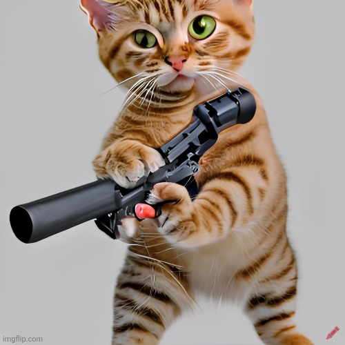 Cat with a gun | image tagged in ai art | made w/ Imgflip meme maker