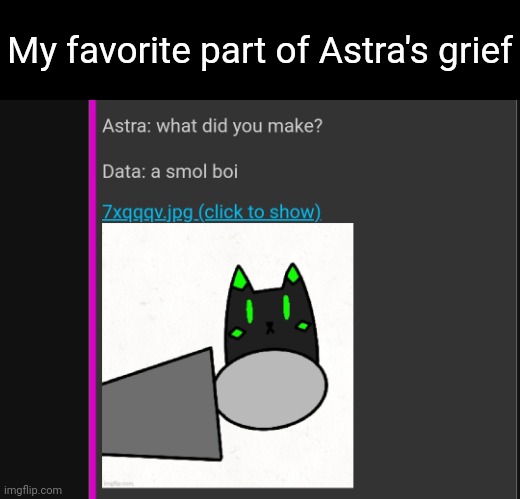 Cropped out part of it so you don't have to read a wall of text | My favorite part of Astra's grief | made w/ Imgflip meme maker