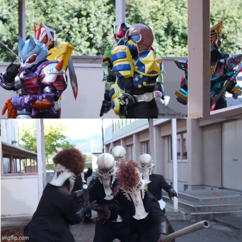 High Quality Kamen Rider Geats School Gang Blank Meme Template
