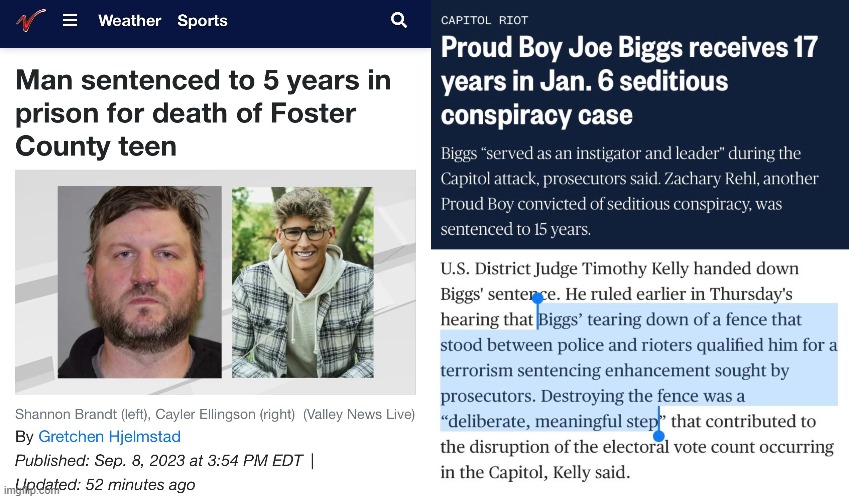 5 years for MURDERing a Conservative - 17 years for pulling down a fence. | image tagged in liberals,democrats,lgbtq,blm,antifa,criminals | made w/ Imgflip meme maker