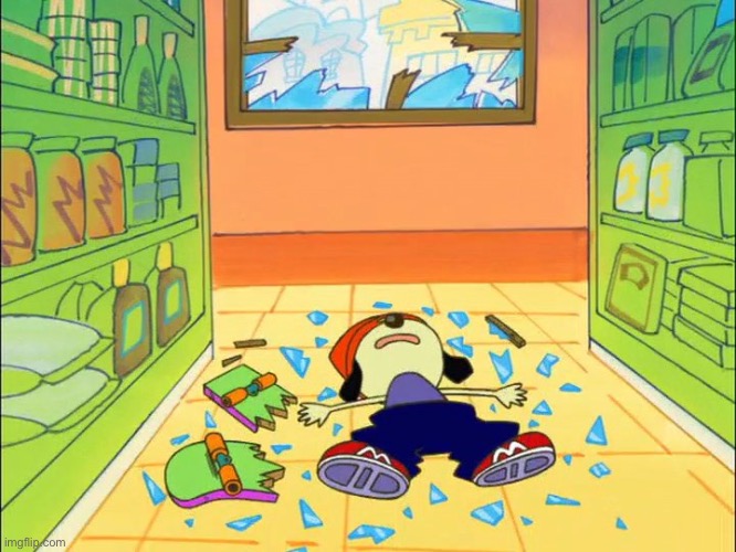 Bros dead | image tagged in parappa on the floor | made w/ Imgflip meme maker