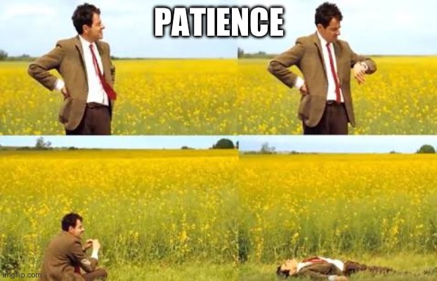 Waiting Mr Bean | PATIENCE | image tagged in waiting mr bean | made w/ Imgflip meme maker