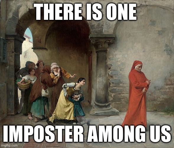 Or something, I dunno, never played it | THERE IS ONE; IMPOSTER AMONG US | image tagged in red priest,imposter | made w/ Imgflip meme maker