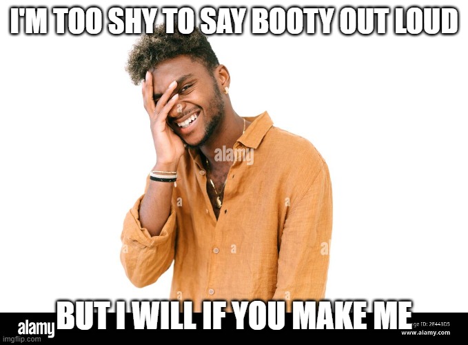 Too shy | I'M TOO SHY TO SAY BOOTY OUT LOUD; BUT I WILL IF YOU MAKE ME | image tagged in too shy | made w/ Imgflip meme maker