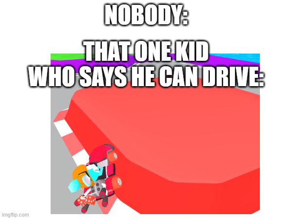 CRASH | NOBODY:; THAT ONE KID WHO SAYS HE CAN DRIVE: | image tagged in crash | made w/ Imgflip meme maker