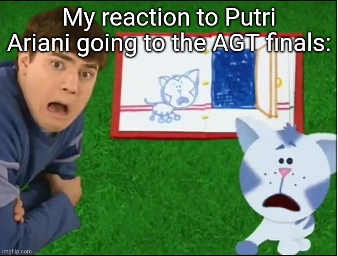 I hope she makes it to the Top 5 or its gonna be like Sara James again and again | My reaction to Putri Ariani going to the AGT finals: | image tagged in shocked joe and periwinkle,memes,agt,singer,indonesia | made w/ Imgflip meme maker