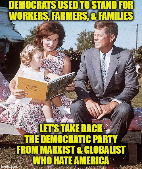 Take back the Democratic Party! | DEMOCRATS USED TO STAND FOR
WORKERS, FARMERS, & FAMILIES; LET'S TAKE BACK
THE DEMOCRATIC PARTY
FROM MARXIST & GLOBALIST
WHO HATE AMERICA | image tagged in democrats | made w/ Imgflip meme maker