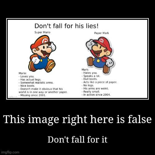 This image right here is false | Don't fall for it | image tagged in serious,demotivationals | made w/ Imgflip demotivational maker