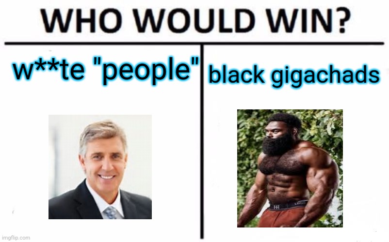 Who Would Win? | w**te "people"; black gigachads | image tagged in memes,who would win | made w/ Imgflip meme maker