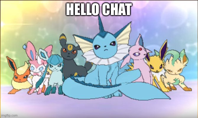 Pokemon sun moon eevee squad | HELLO CHAT | image tagged in pokemon sun moon eevee squad | made w/ Imgflip meme maker