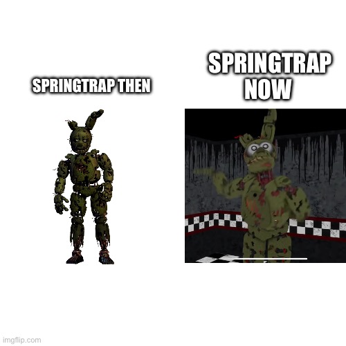 SPRINGTRAP NOW; SPRINGTRAP THEN | made w/ Imgflip meme maker