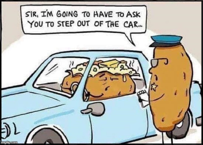 Look's Like a Ticket!  That Potato's Baked! | image tagged in vince vance,baked,potato,potatoes,cop,comics/cartoons | made w/ Imgflip meme maker