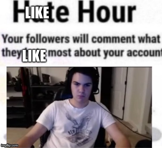Like hour | LIKE; LIKE | image tagged in like hour | made w/ Imgflip meme maker