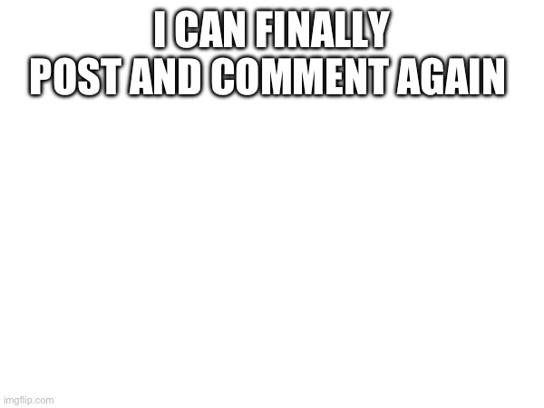 Yay | I CAN FINALLY POST AND COMMENT AGAIN | image tagged in mixed is garbage | made w/ Imgflip meme maker