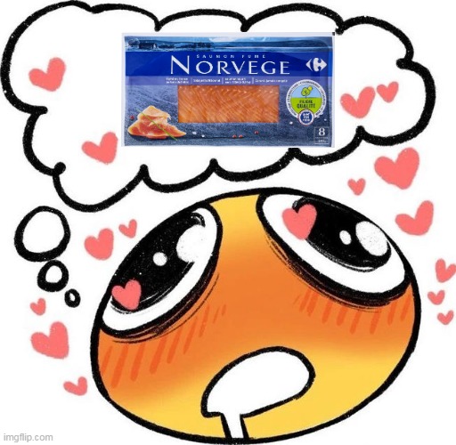I FUCKING LOVE SALMON (as food) | image tagged in dreaming drooling emoji | made w/ Imgflip meme maker