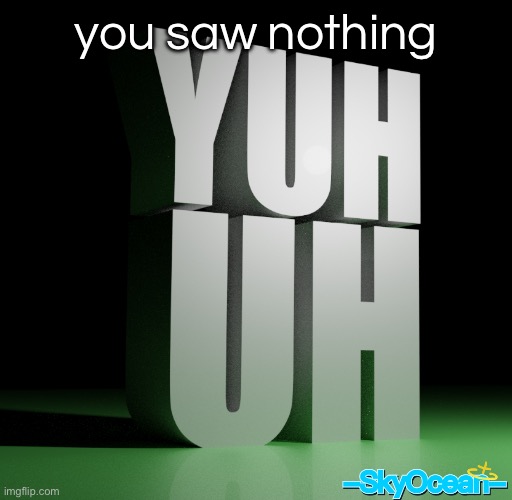 Yuh uh 3d | you saw nothing | image tagged in yuh uh 3d | made w/ Imgflip meme maker