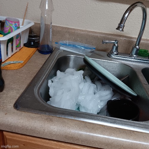 Has this happened to anyone my ice maker started to freeze now I had to dump it | image tagged in why | made w/ Imgflip meme maker