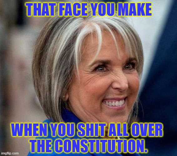 Michelle Lujan Grisham | THAT FACE YOU MAKE; WHEN YOU SHIT ALL OVER 
THE CONSTITUTION. | made w/ Imgflip meme maker