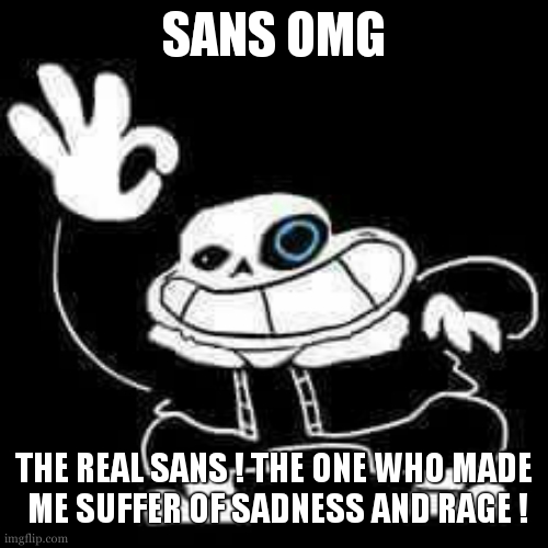 SANS UNDERPANTS | SANS OMG THE REAL SANS ! THE ONE WHO MADE
 ME SUFFER OF SADNESS AND RAGE ! | image tagged in sans underpants | made w/ Imgflip meme maker