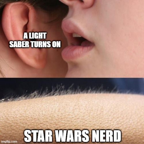 <Wurr Noise> | A LIGHT SABER TURNS ON; STAR WARS NERD | image tagged in whisper and goosebumps | made w/ Imgflip meme maker