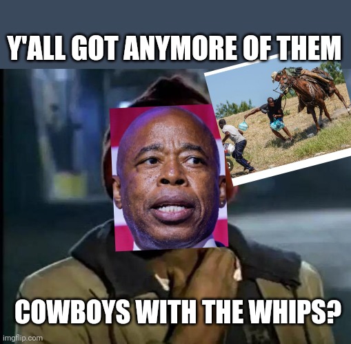 NYC - Whip It  Whip It Good | Y'ALL GOT ANYMORE OF THEM; COWBOYS WITH THE WHIPS? | image tagged in libtard,karma,the end,illegal immigrants,secure the border | made w/ Imgflip meme maker