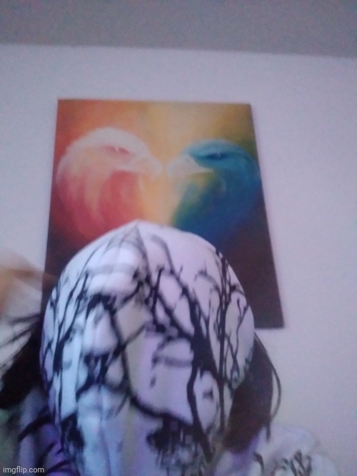 Me Infront of my uncle's painting (I'm wearing my hoodie backwards) | image tagged in yes | made w/ Imgflip meme maker