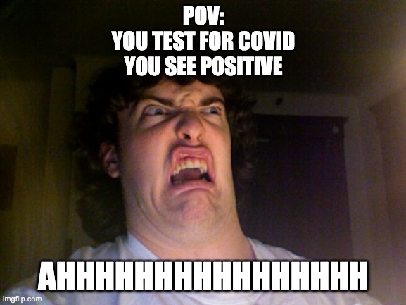 Oh No | POV:
YOU TEST FOR COVID
YOU SEE POSITIVE; AHHHHHHHHHHHHHHHH | image tagged in memes,oh no | made w/ Imgflip meme maker