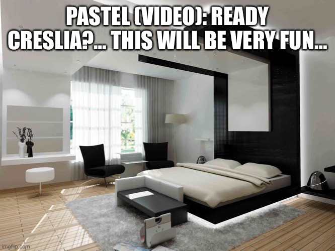 Creslia And Pastel’s Fun Night. | PASTEL (VIDEO): READY CRESLIA?… THIS WILL BE VERY FUN… | image tagged in bedroom | made w/ Imgflip meme maker