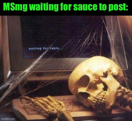 Waiting Skull | MSmg waiting for sauce to post: | image tagged in waiting skull | made w/ Imgflip meme maker