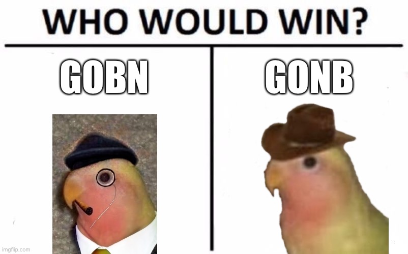 Who will win? Gonb, duh | GOBN; GONB | image tagged in memes,who would win | made w/ Imgflip meme maker