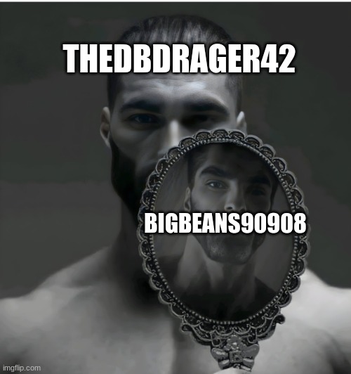 Gigachad Mirror | THEDBDRAGER42 BIGBEANS90908 | image tagged in gigachad mirror | made w/ Imgflip meme maker