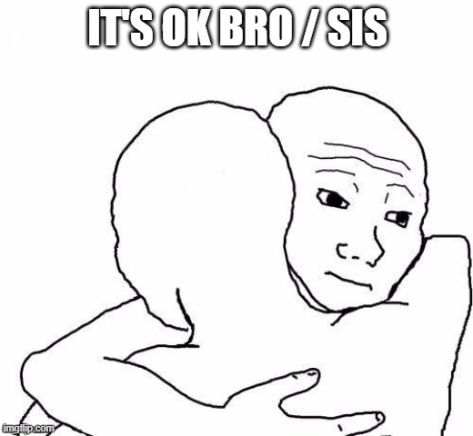 awww hug | IT'S OK BRO / SIS | image tagged in awww hug | made w/ Imgflip meme maker