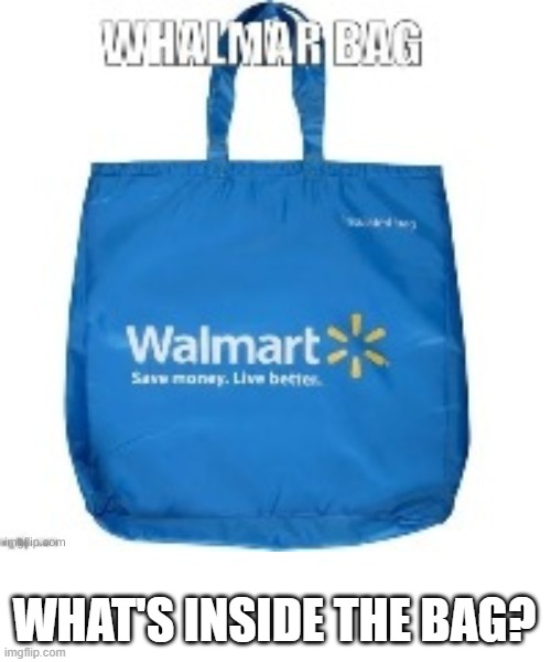walmart bag | WHAT'S INSIDE THE BAG? | image tagged in walmart bag | made w/ Imgflip meme maker