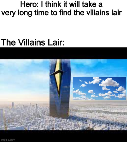 Why can't the hero use google maps | Hero: I think it will take a very long time to find the villains lair; The Villains Lair: | image tagged in memes,funny,hero,villain,true,long time | made w/ Imgflip meme maker
