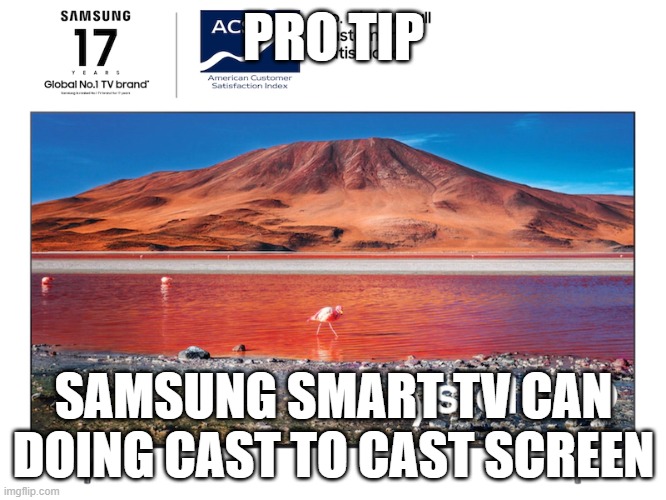 PRO TIP; SAMSUNG SMART TV CAN DOING CAST TO CAST SCREEN | made w/ Imgflip meme maker