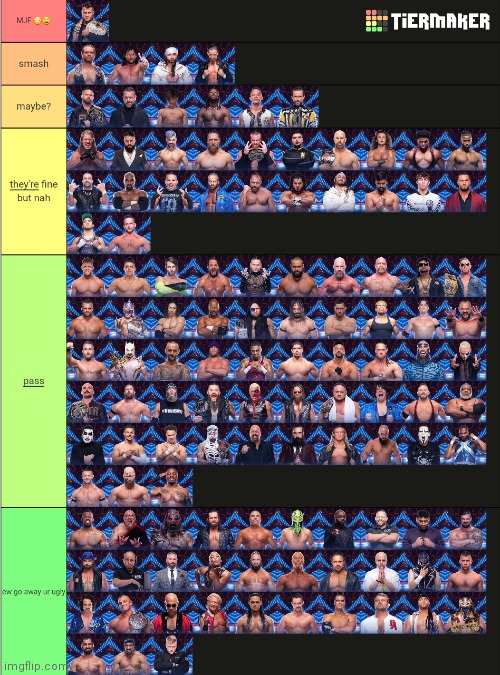 I can't believe I made this. (Smash or pass for all male aew wrestlers) | image tagged in aew,tier list | made w/ Imgflip meme maker