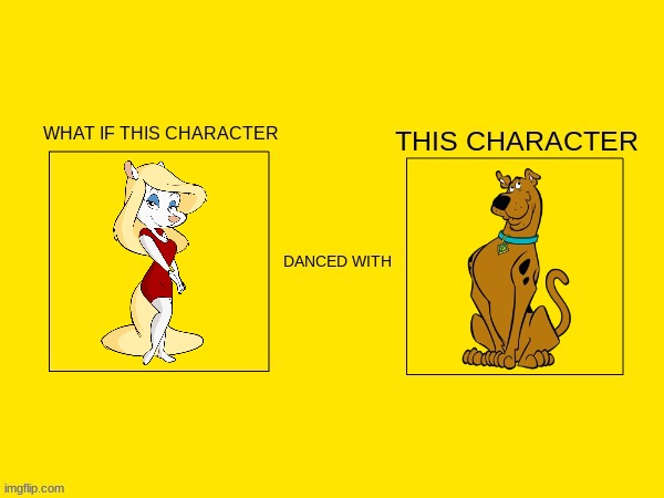 if minerva danced with scooby | image tagged in warner bros,minerva mink | made w/ Imgflip meme maker